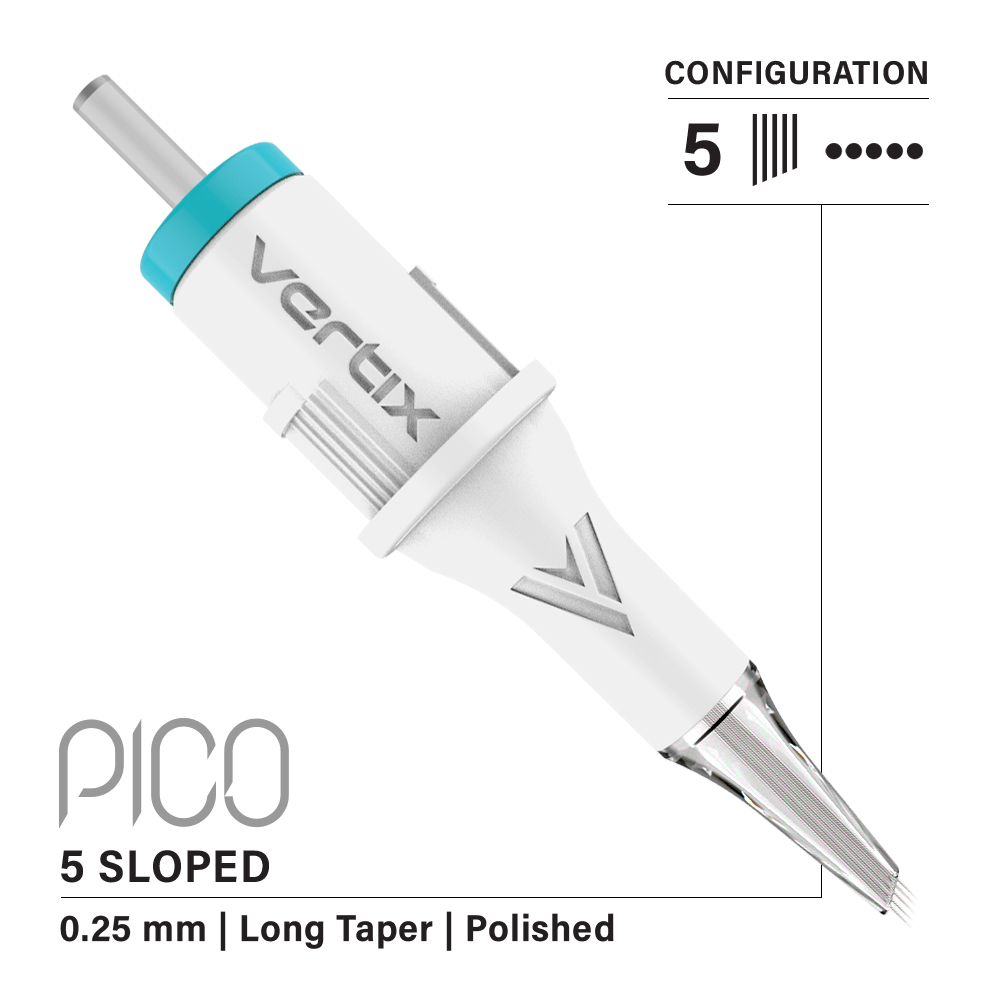 Vertix Pico 5 Round Liner Sloped PMU cartridge single needle